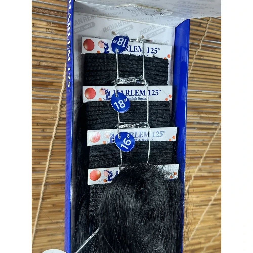 Harlem 125 5 Star Indian Remi Wet&Wavy 100% Human Hair 4Pcs+free Closure Xlong 1
